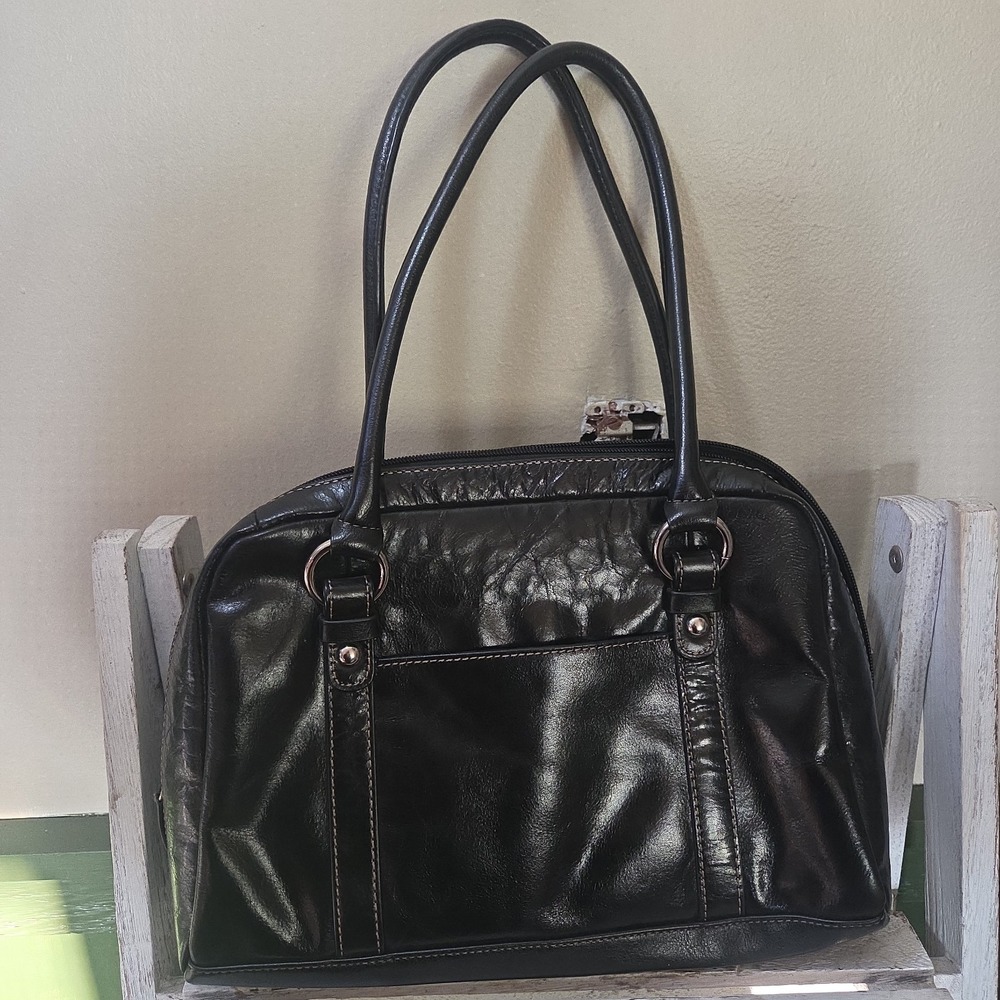 GIANI BERNINI Nappa Tote Bag Classic Genuine Leather Black Organizer Purse
